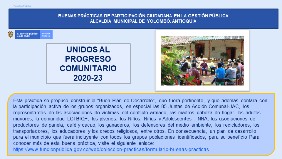 Buenas Prácticas de Participación Ciudadana en la Gestión Pública: Alcaldía de Yolombó, Antioquia