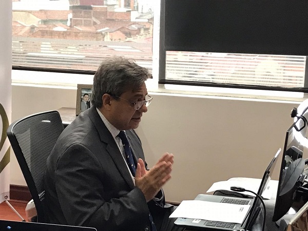 Director de Función Pública, Fernando Grillo frente a su computador en video conferencia